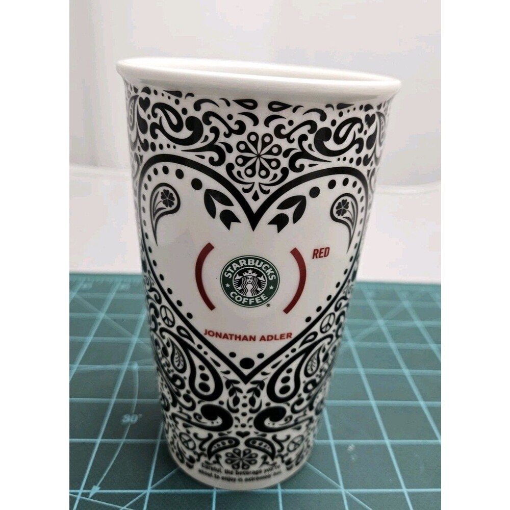 Starbucks Red Jonathan Adler Travel Tumbler Mug - 2010 (No Lid)